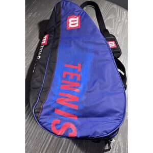 Wilson Tour 5” Tennis Racket Bag Zip up Strap Blue Red Black Waterproof Holder